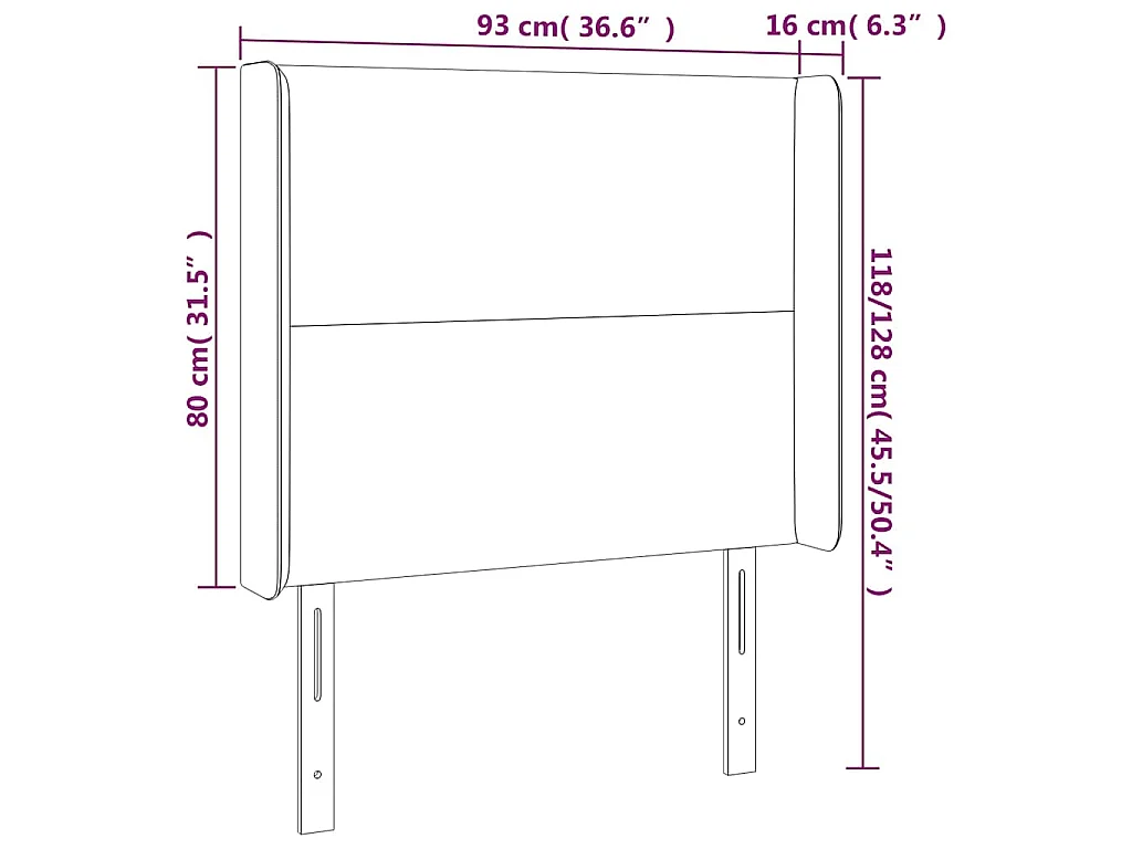 Tête de lit à LED Gris foncé 93x16x118/128 cm Velours