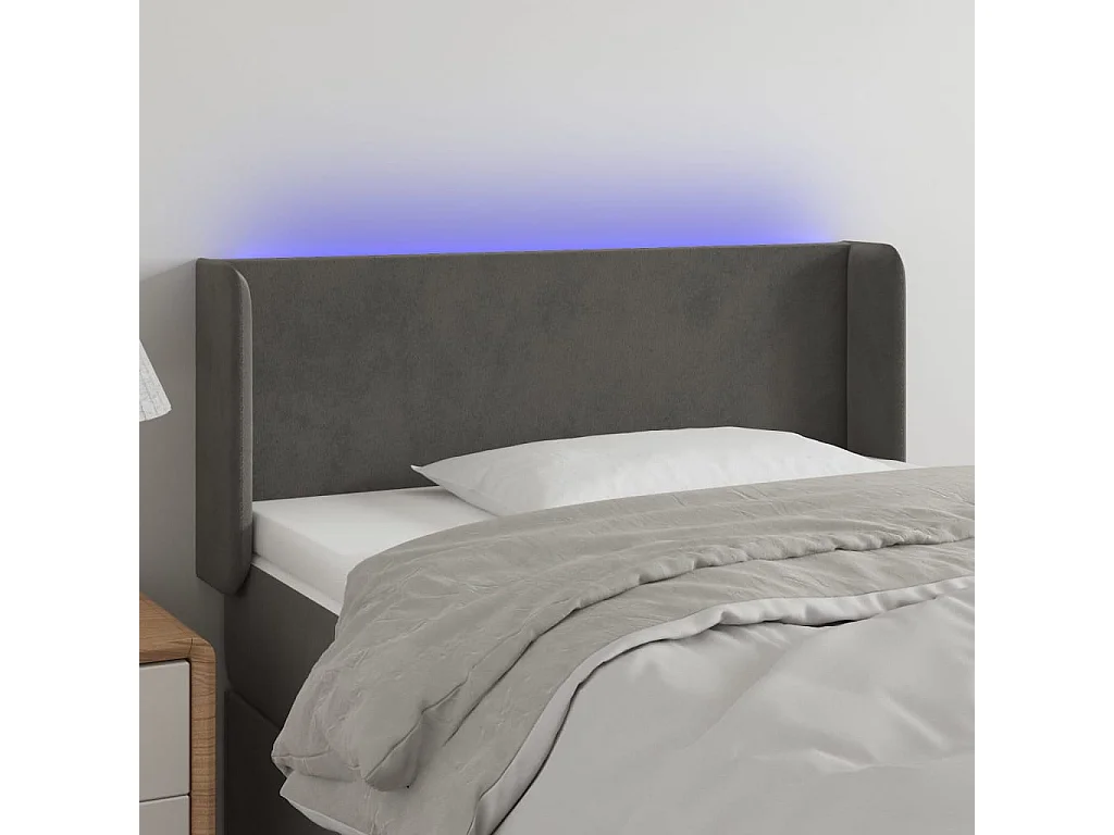 Testiera a LED Grigio Scuro 103x16x78/88 cm in Velluto