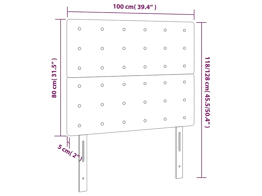 LED Kopfteil Dunkelbraun 100x5x118/128 cm Stoff
