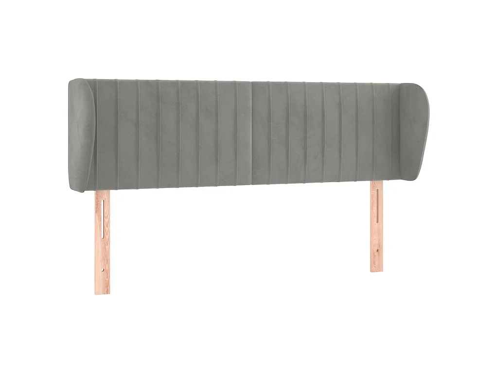 Hoofdbord met randen 147x23x78/88 cm fluweel lichtgrijs