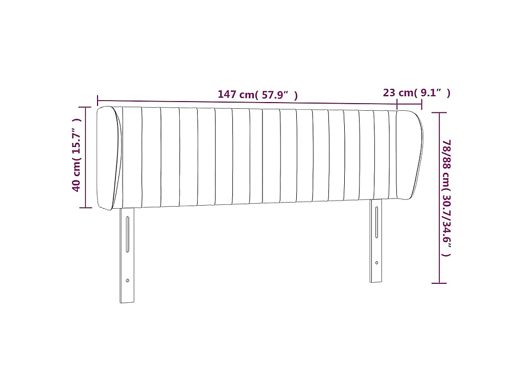 Tête de lit avec oreilles Gris clair 147x23x78/88 cm Velours