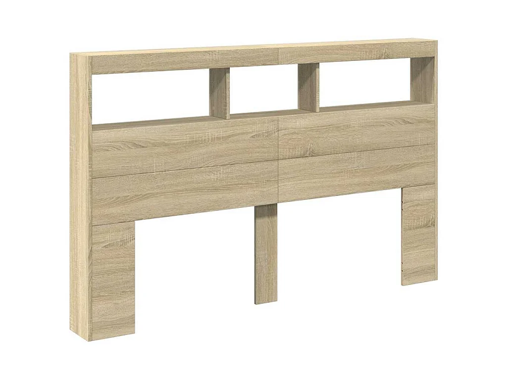 Armoire tête de lit avec LED chêne sonoma 160x17x102 cm