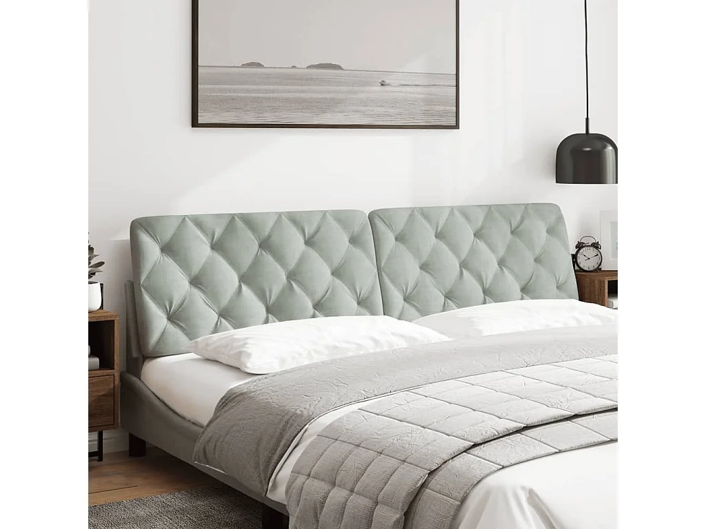 Cuscino Testiera Grigio Chiaro 200 cm in Velluto