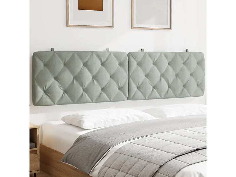 Coussin de tête de lit gris clair 200 cm velours