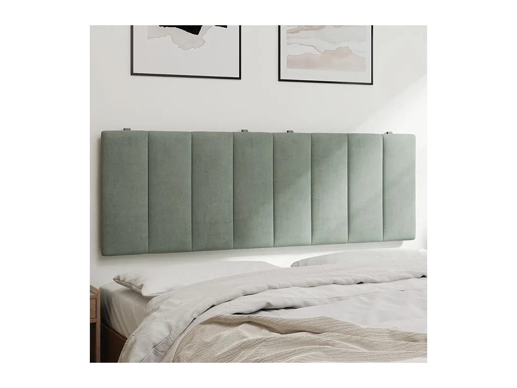 Coussin de tête de lit gris clair 140 cm velours