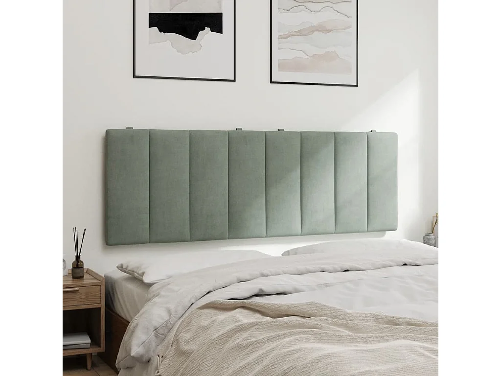 Cuscino Testiera Hanko Grigio Chiaro 140 cm in Velluto