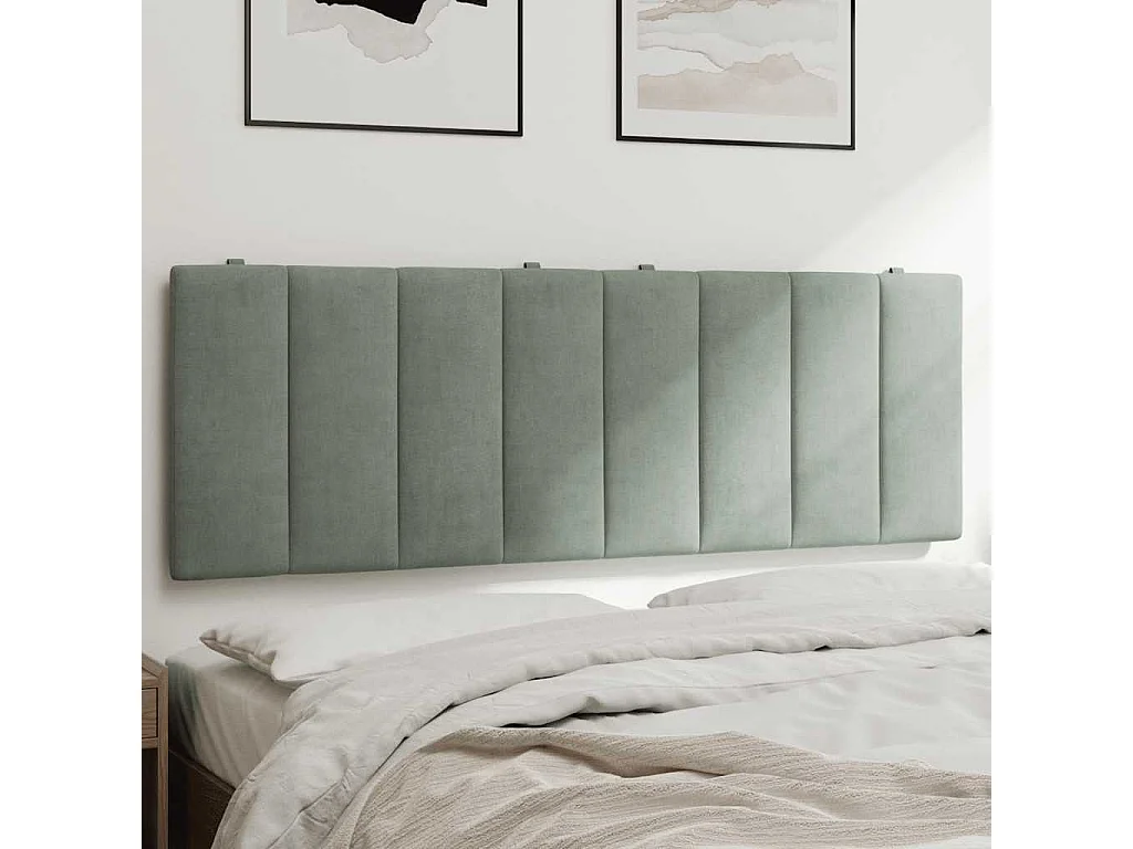 Cuscino Testiera Hanko Grigio Chiaro 140 cm in Velluto