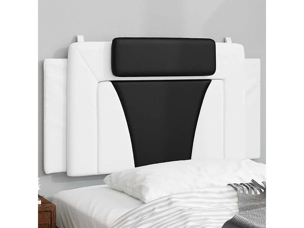 Cabecero de cama acolchado Viana cuero sintético blanco negro 100 cm
