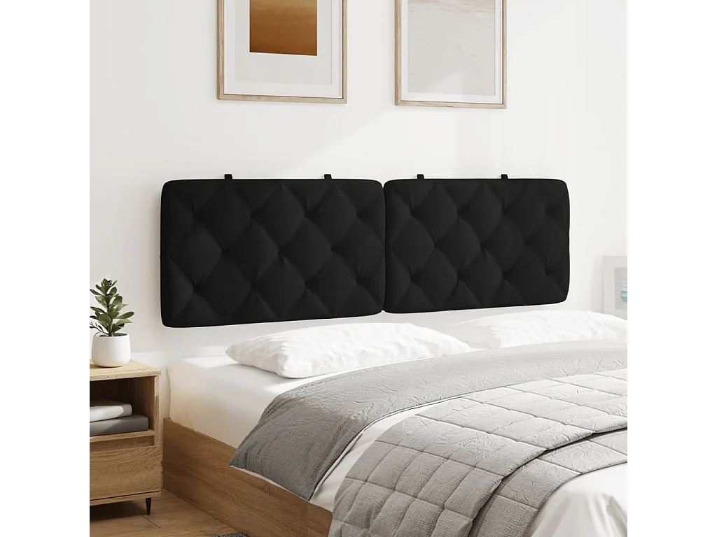 Coussin de tête de lit noir 160 cm velours