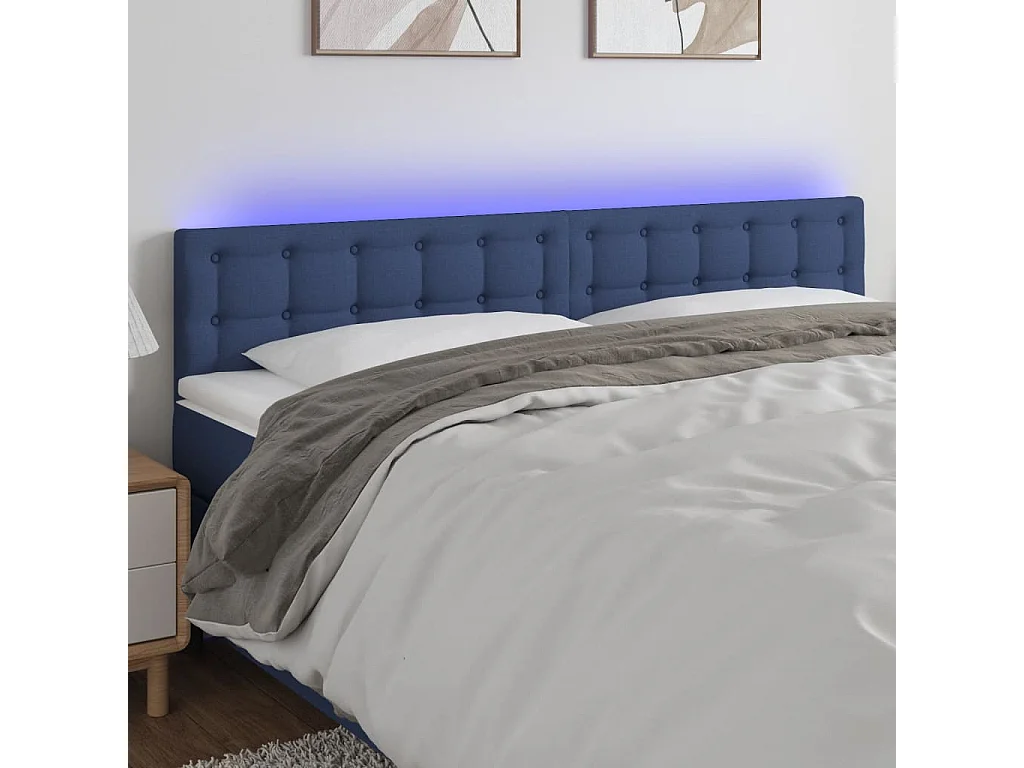 Testiera a LED Blu 180x5x78/88 cm in Tessuto