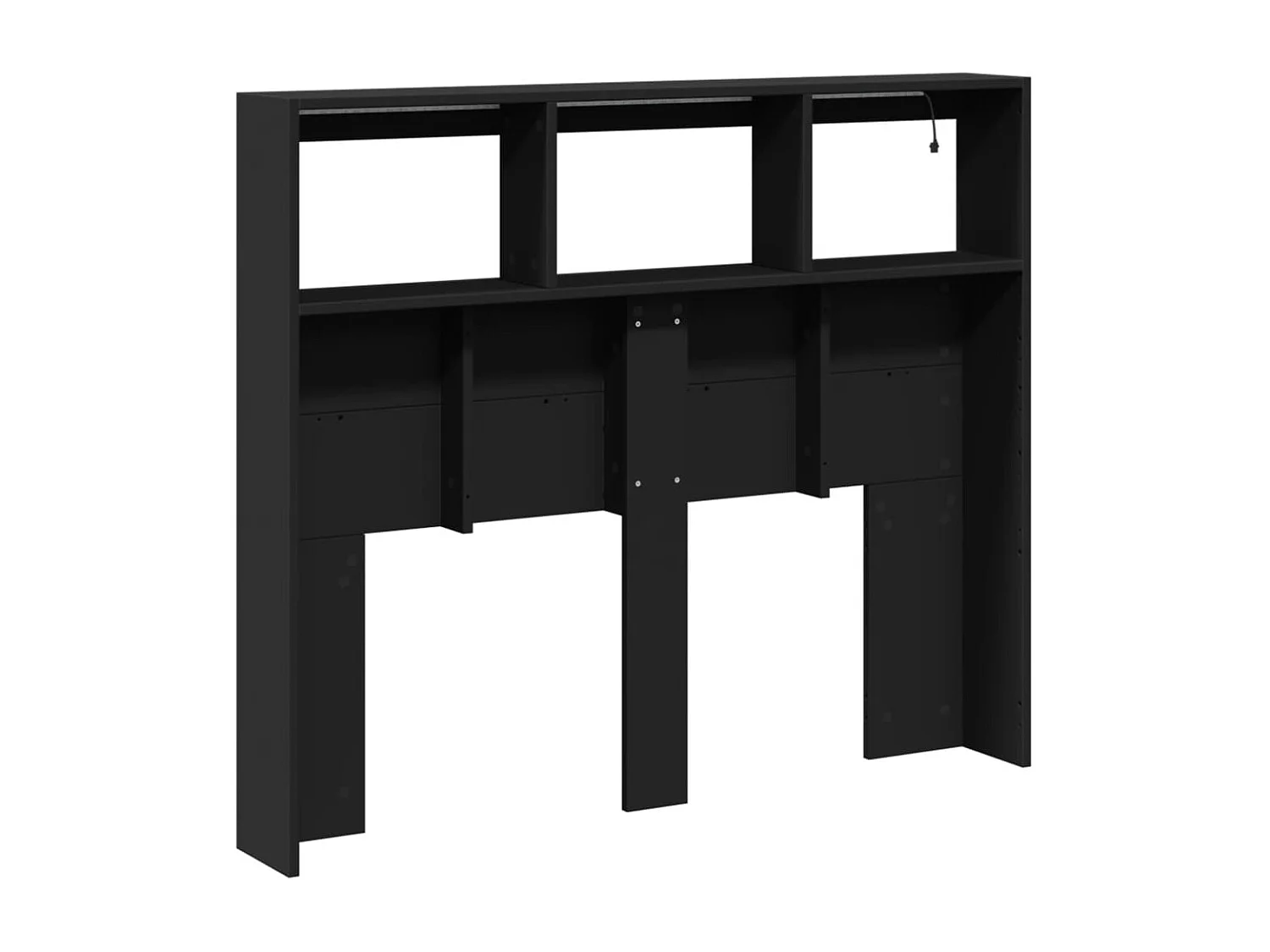 LED-Kopfteil mit Ablagen Schwarz 120x17x102 cm