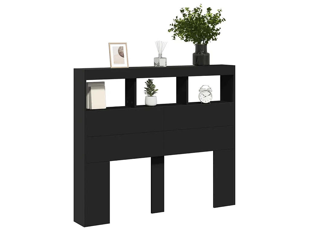 Armário de cabeceira com luzes LED 120x17x102 cm preto