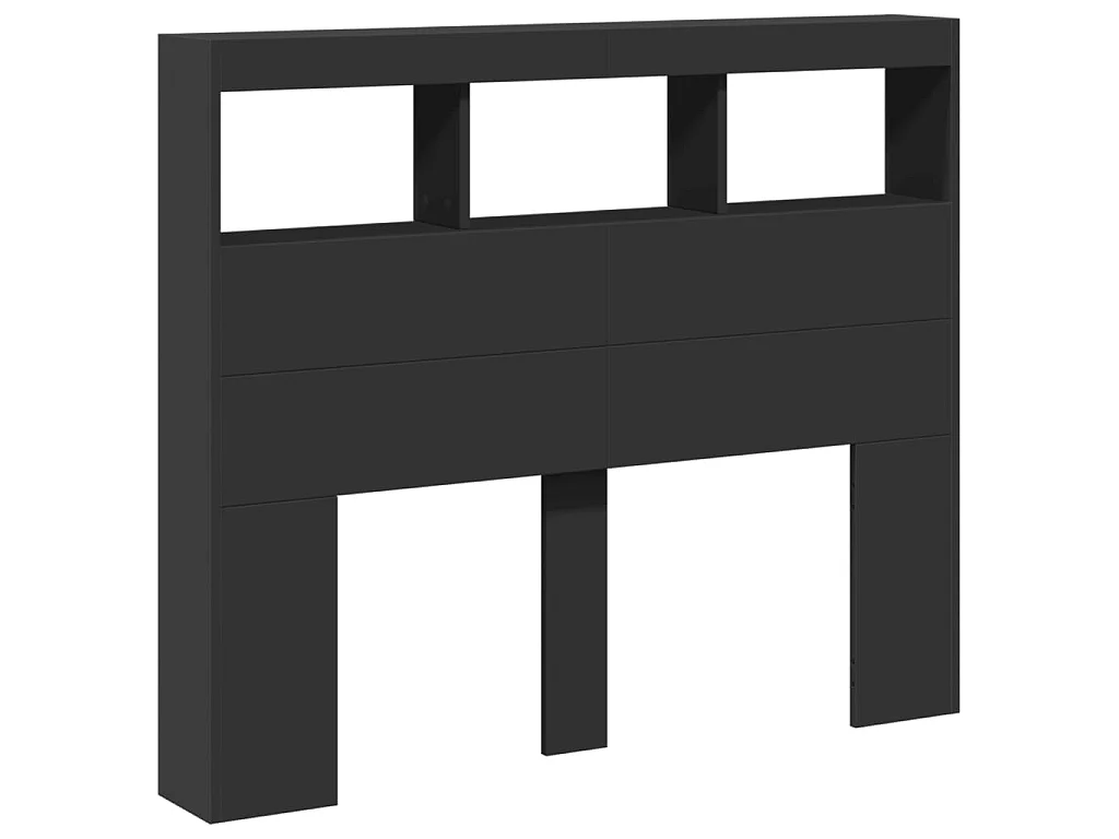 LED-Kopfteil mit Ablagen Schwarz 120x17x102 cm