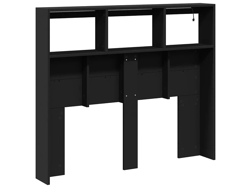 LED-Kopfteil mit Ablagen Schwarz 120x17x102 cm