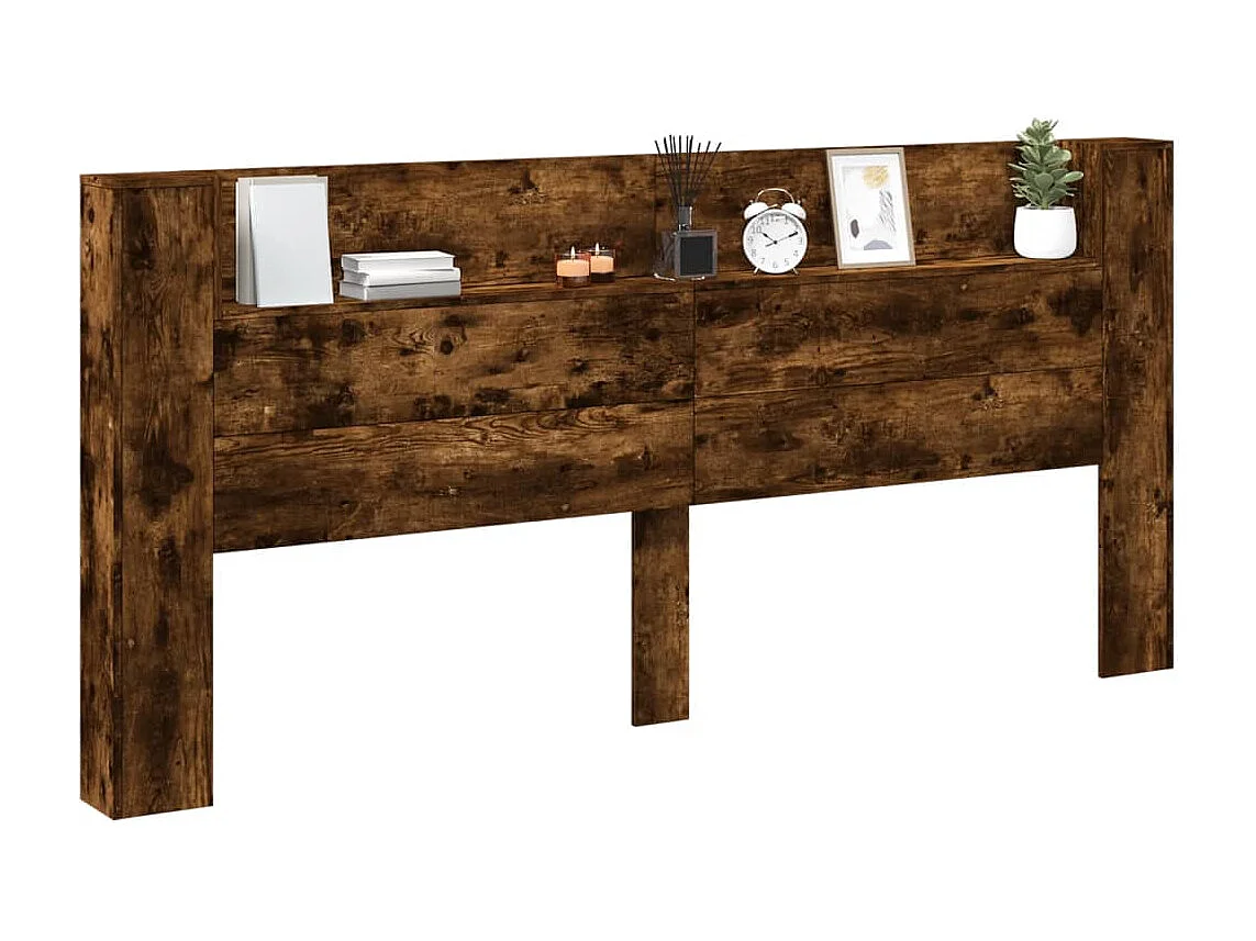 Hoofdbordkast met LED 220x16,5x103,5 cm gerookt eikenkleurig