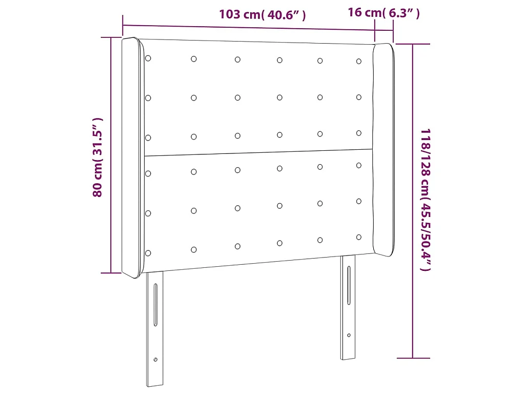 Hoofdbord met randen 103x16x118/128 cm stof donkerbruin