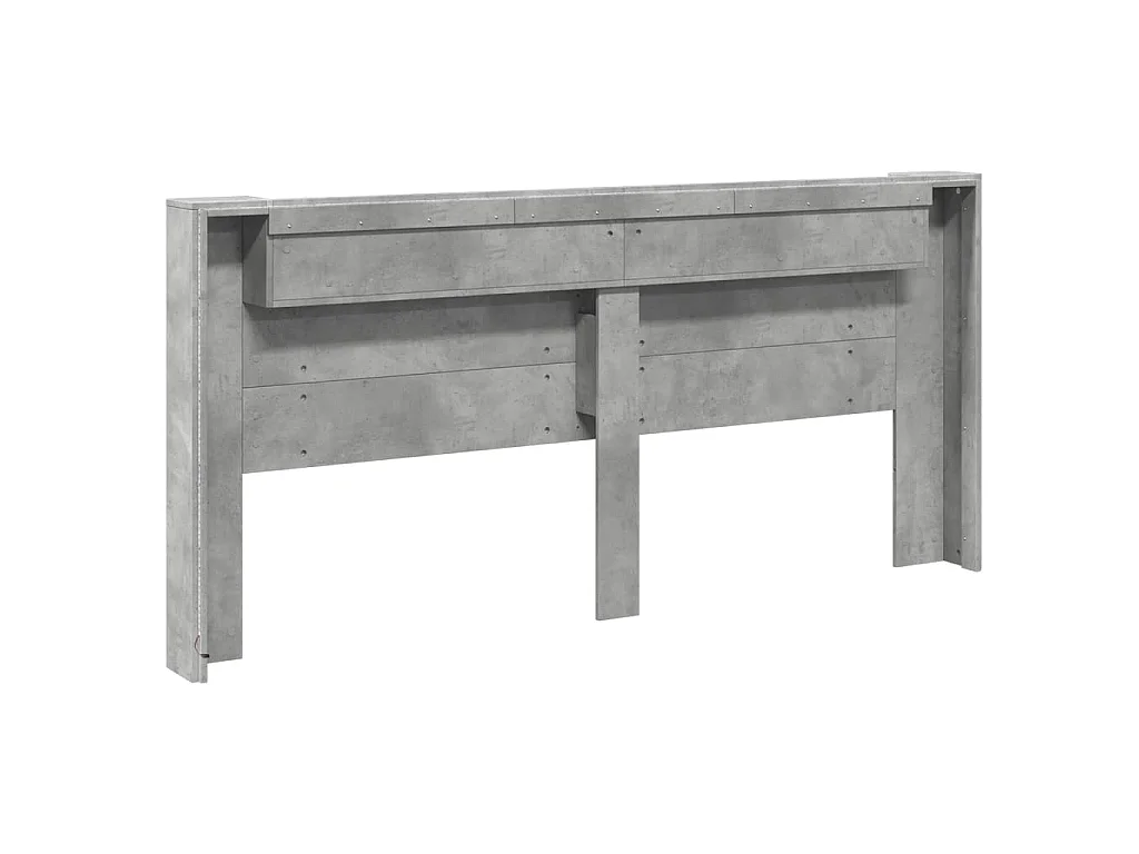 Cabecero de cama con luz LED gris hormigón 220x16,5x103,5 cm