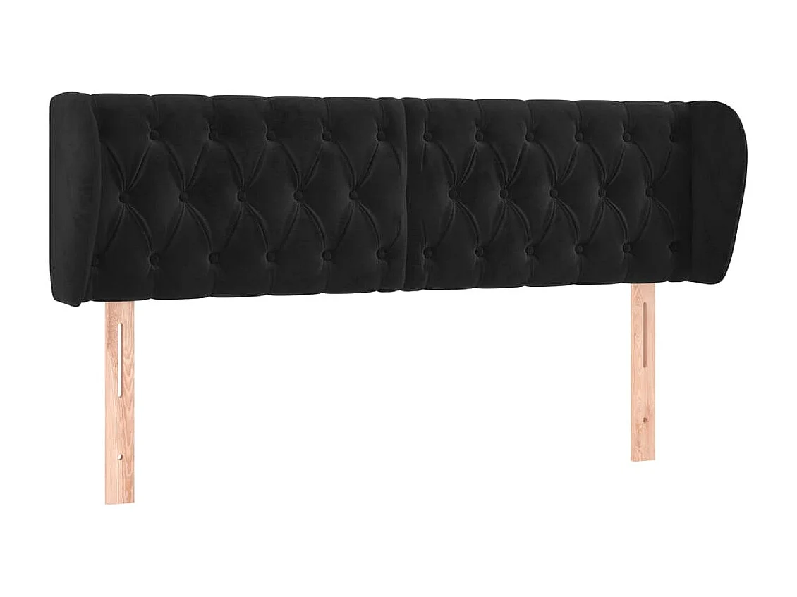 Hoofdbord met randen 147x23x78/88 cm fluweel zwart