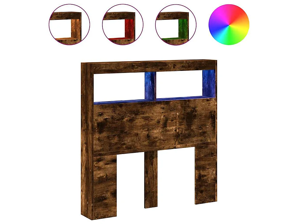 Hoofdbordkast met LED-verlichting 100x17x102 cm gerookt eiken