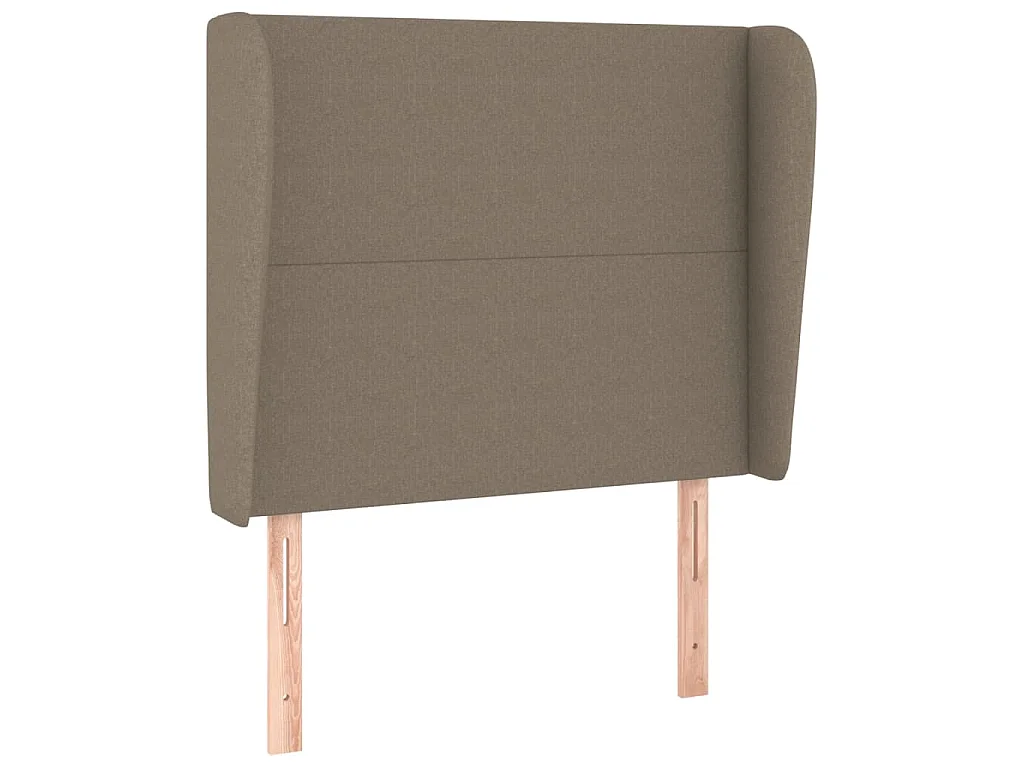 Cabecero con orejas de tela gris taupe 83x23x118/128 cm