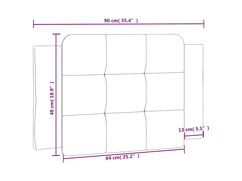 Coussin de tête de lit Zadar noir et blanc 90 cm similicuir