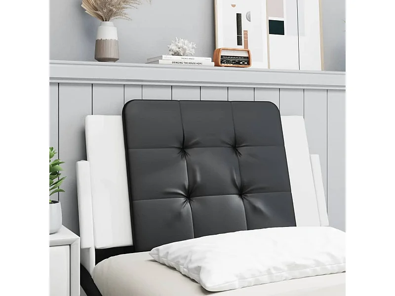 Coussin de tête de lit Zadar noir et blanc 90 cm similicuir