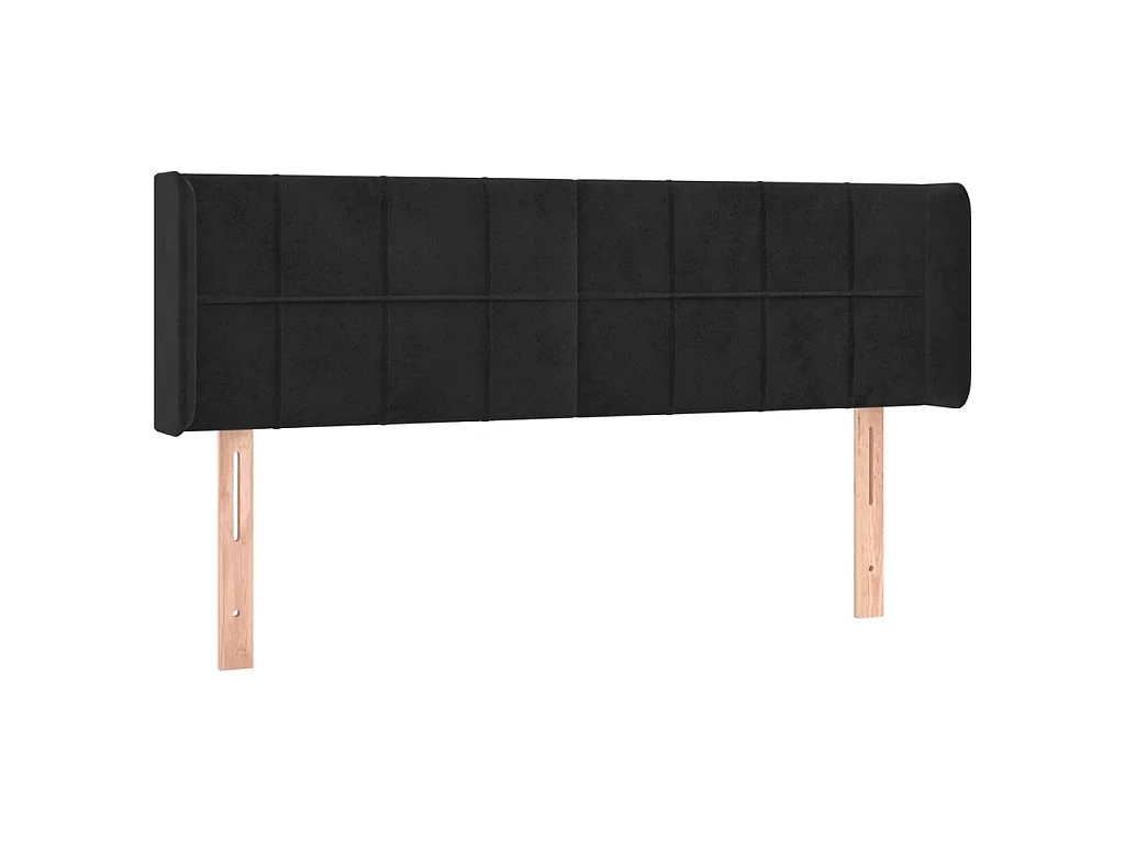 Tête de lit avec oreilles Noir 147x16x78/88 cm Velours