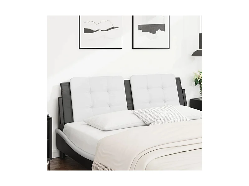 Kopfteil-Kissen "Zadar" Weiß und Schwarz 160 cm Kunstleder