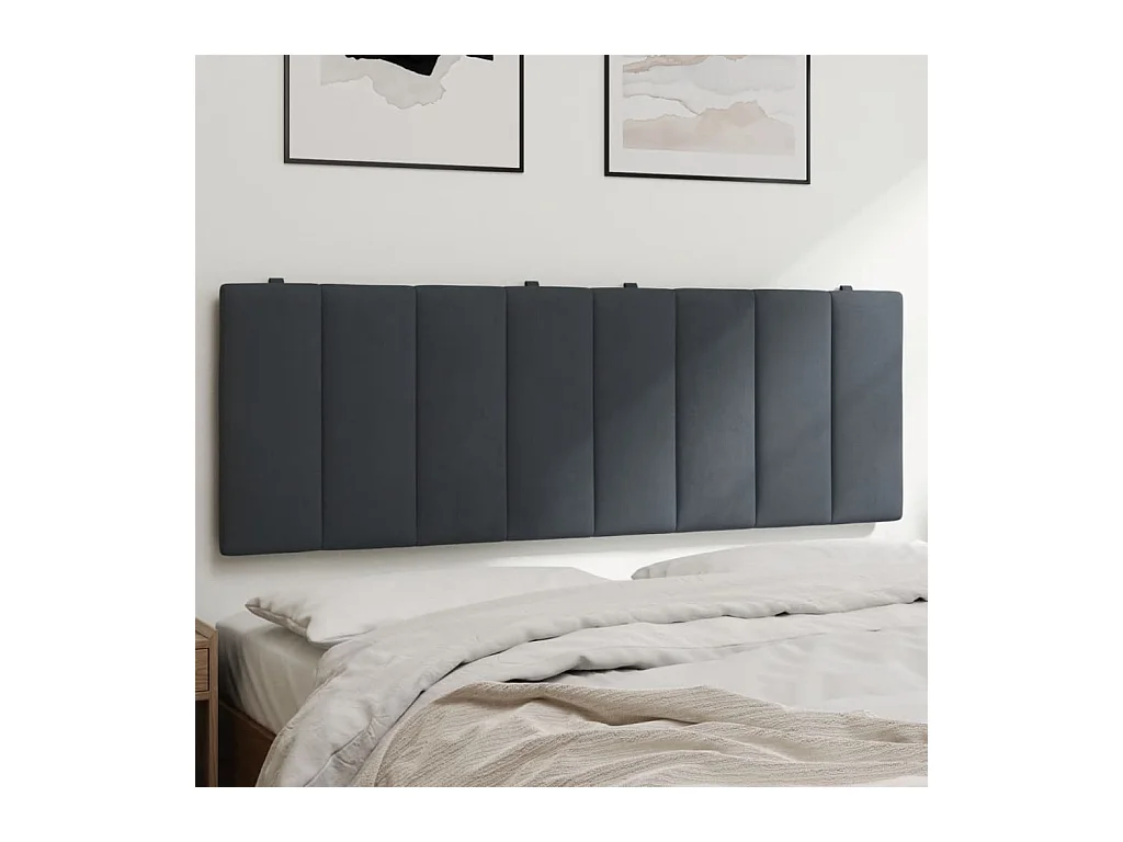 Coussin de tête de lit gris foncé 140 cm velours