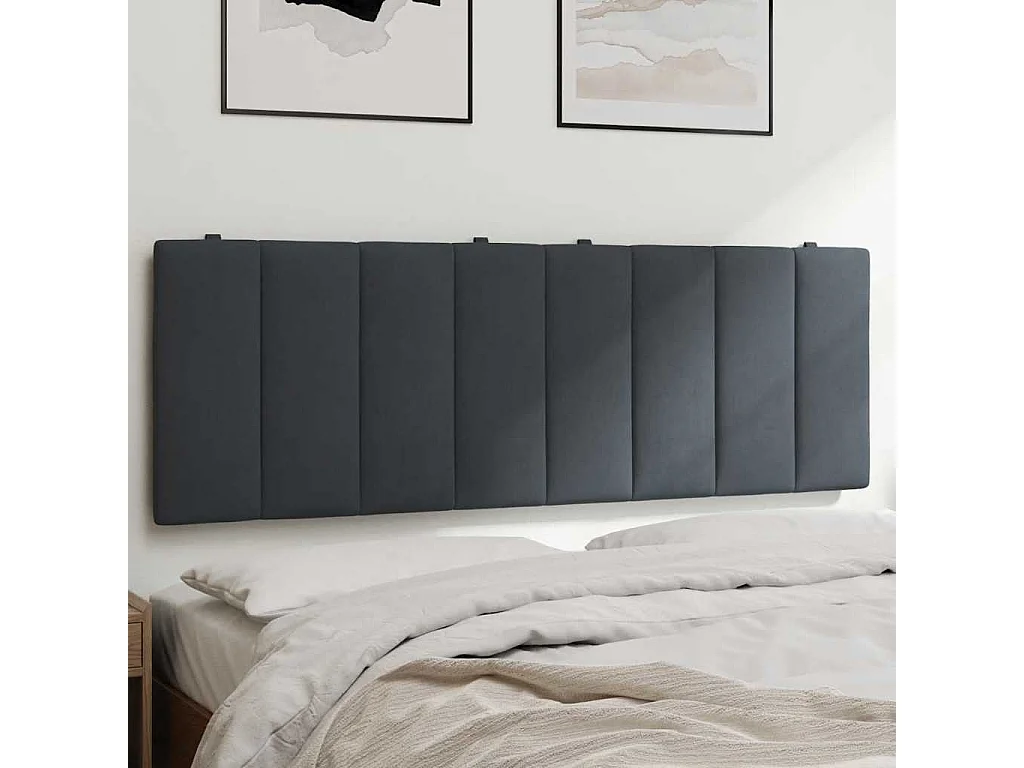 Coussin de tête de lit Hanko gris foncé 140 cm velours