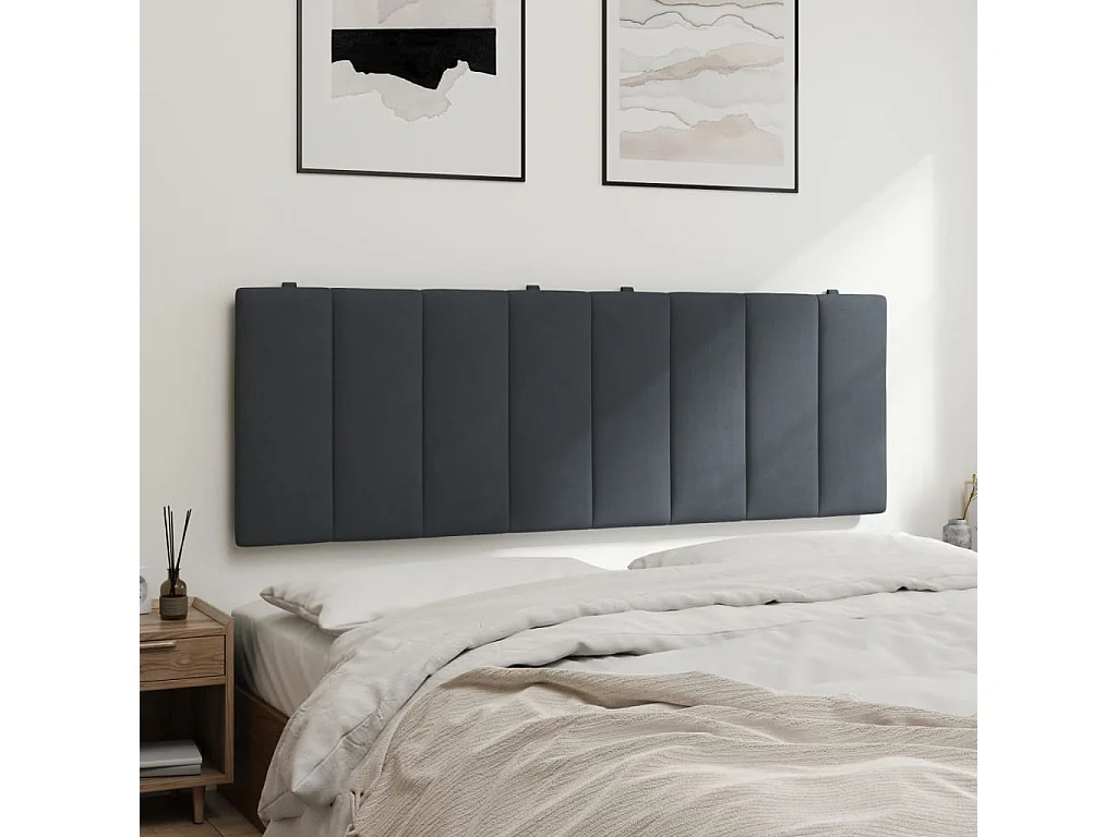 Coussin de tête de lit Hanko gris foncé 140 cm velours