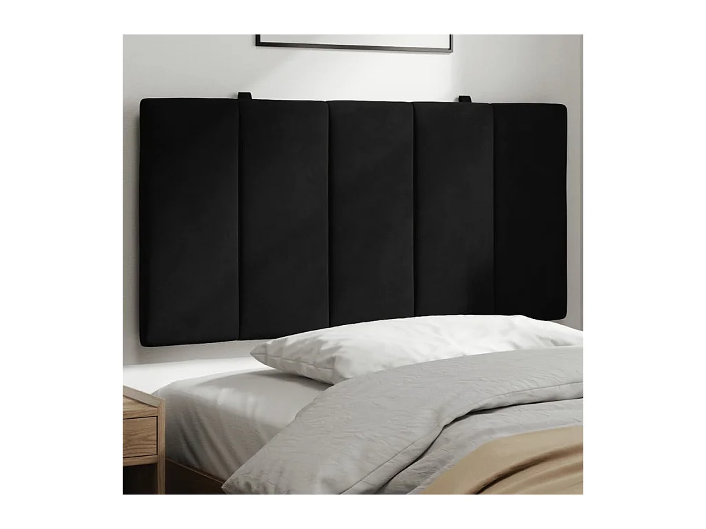 Coussin de tête de lit noir 100 cm velours