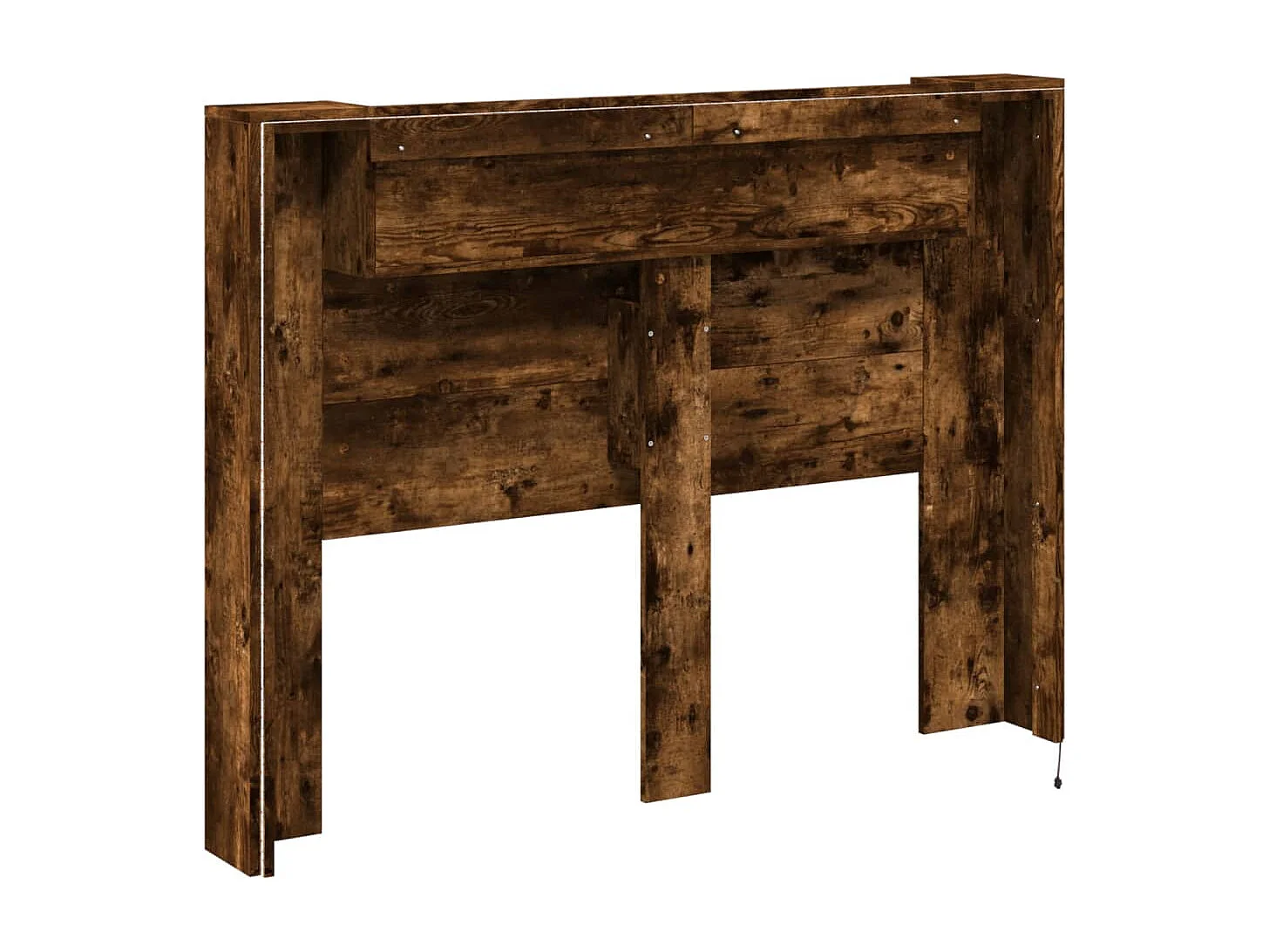 Armoire tête de lit avec LED chêne fumé 140x16,5x103,5 cm