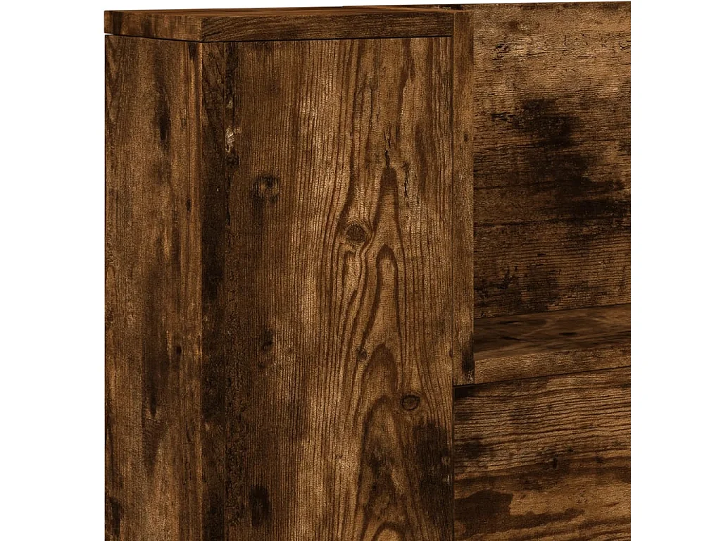 Armoire tête de lit avec LED chêne fumé 140x16,5x103,5 cm