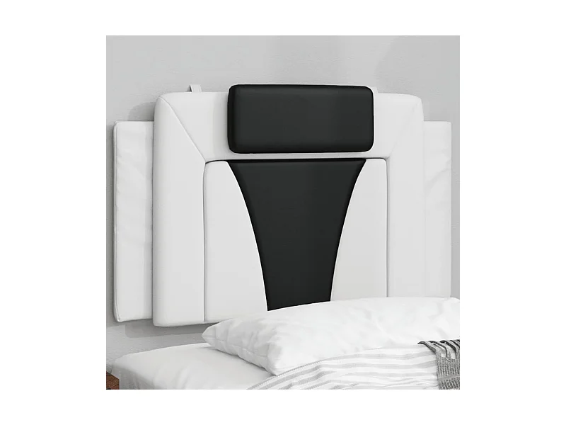 Coussin de tête de lit Viana noir et blanc 90 cm similicuir