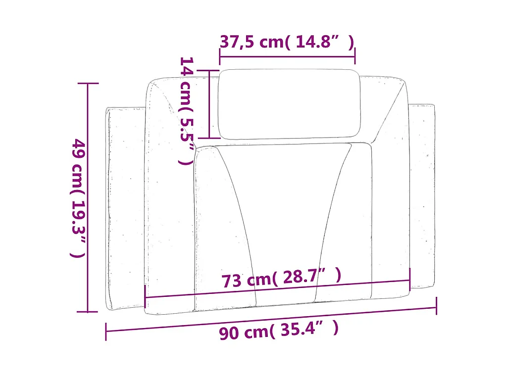 Coussin de tête de lit Viana noir et blanc 90 cm similicuir