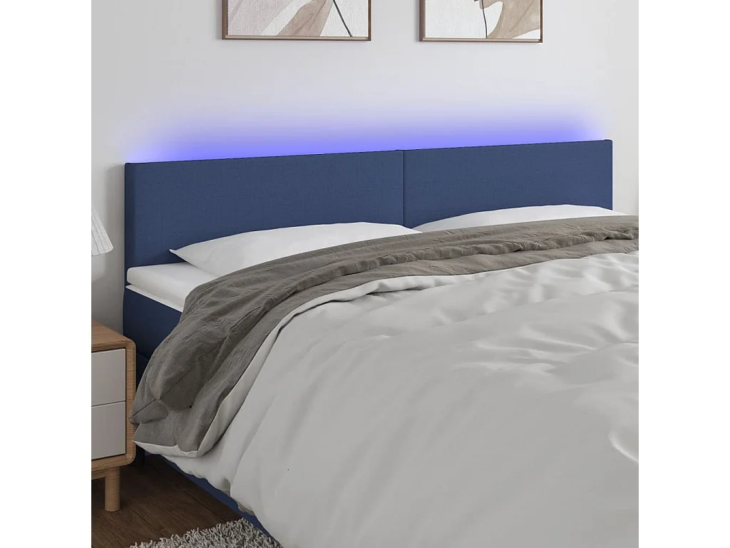 Hoofdbord LED 160x5x78/88 cm stof blauw