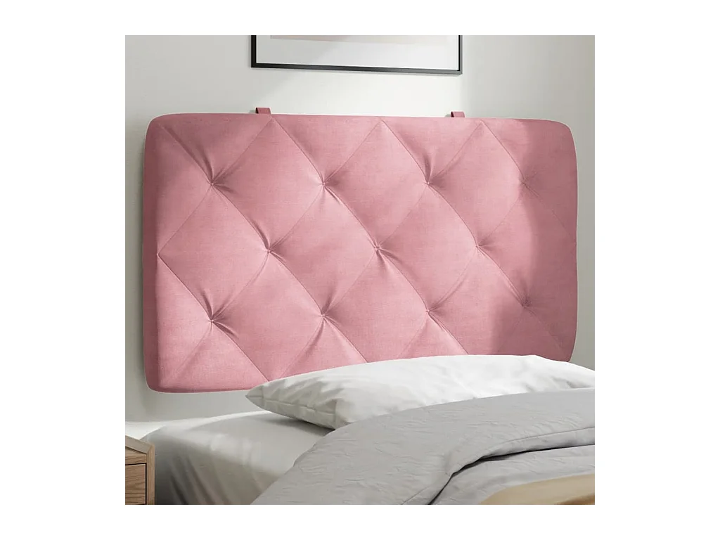 Coussin de tête de lit rose 80 cm velours