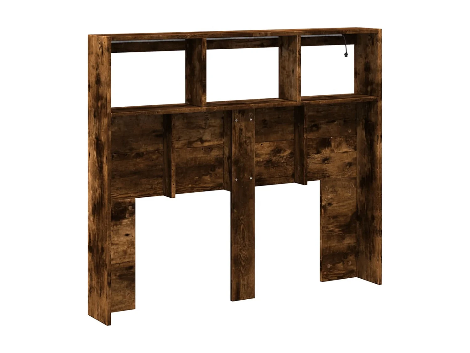 Hoofdbordkast met LED-verlichting 120x17x102 cm gerookt eiken