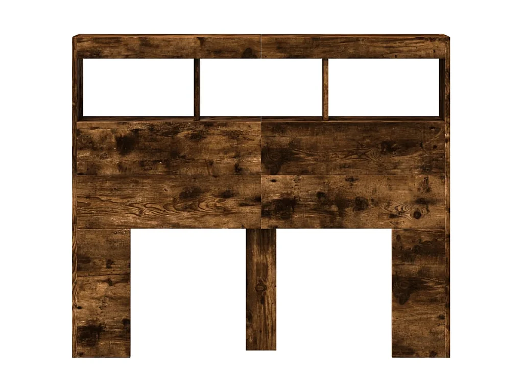 Armoire tête de lit avec LED chêne fumé 120x17x102 cm