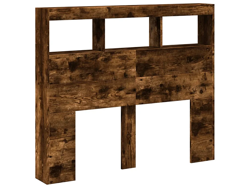 Armoire tête de lit avec LED chêne fumé 120x17x102 cm