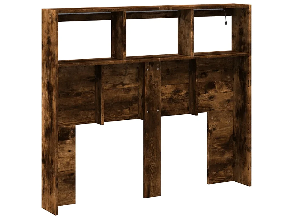 Armoire tête de lit avec LED chêne fumé 120x17x102 cm