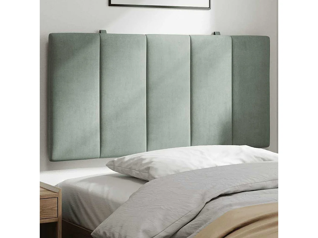 Coussin de tête de lit Hanko gris clair 100 cm velours