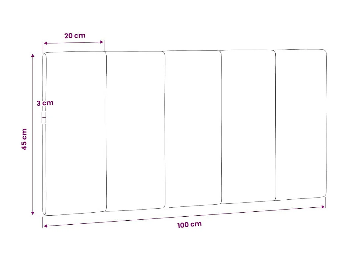 Coussin de tête de lit Hanko gris clair 100 cm velours