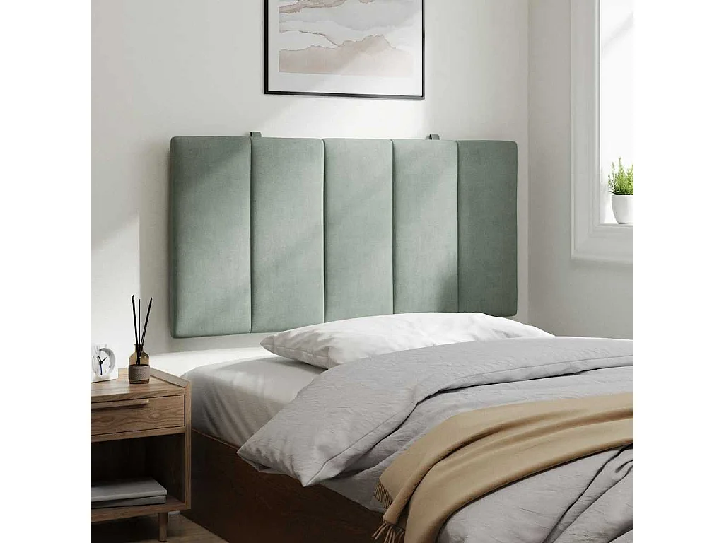 Coussin de tête de lit Hanko gris clair 100 cm velours