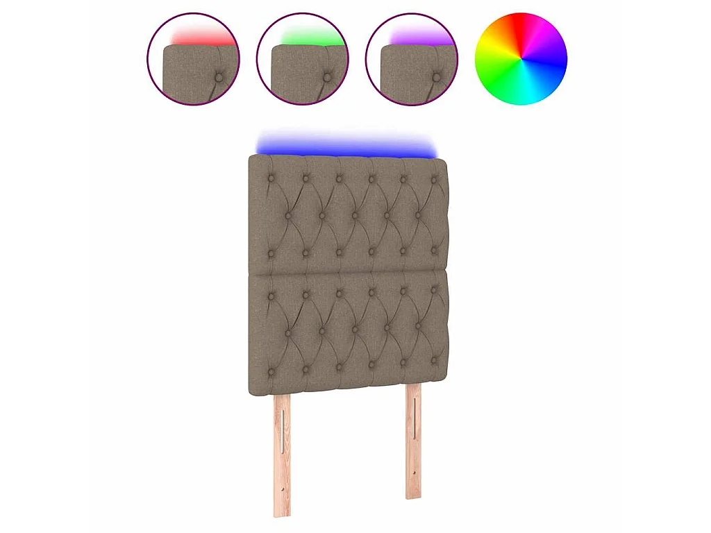 Hoofdbord LED 80x7x118/128 cm stof taupe