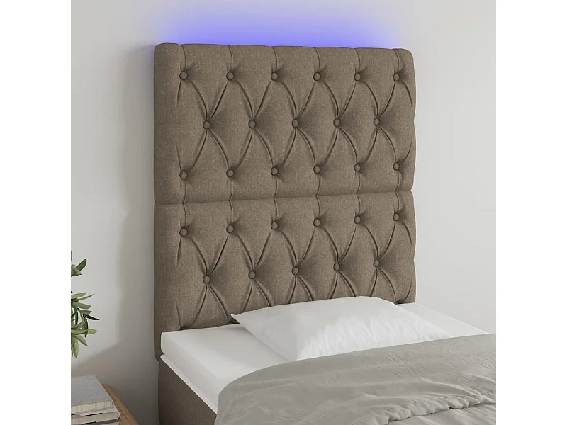 Tête de lit à LED Taupe 80x7x118/128 cm Tissu