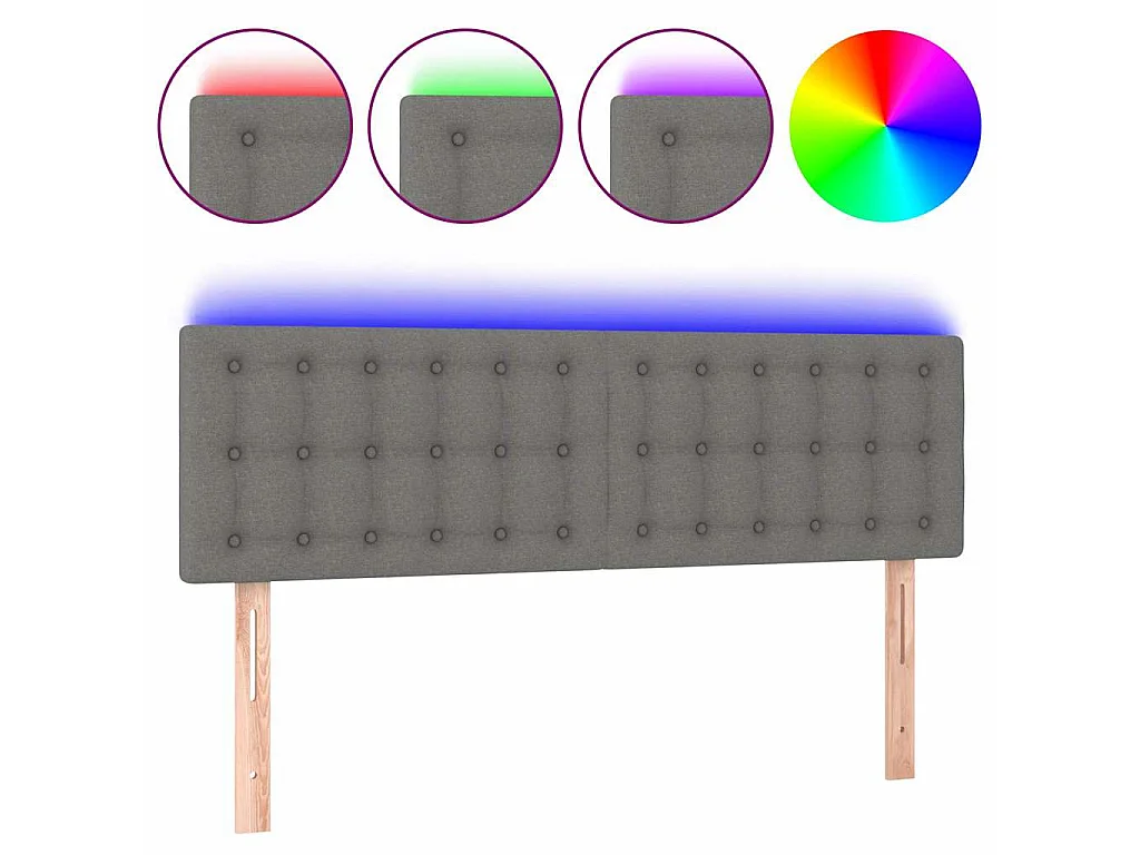 Testiera a LED Grigio Scuro 144x5x78/88 cm in Tessuto