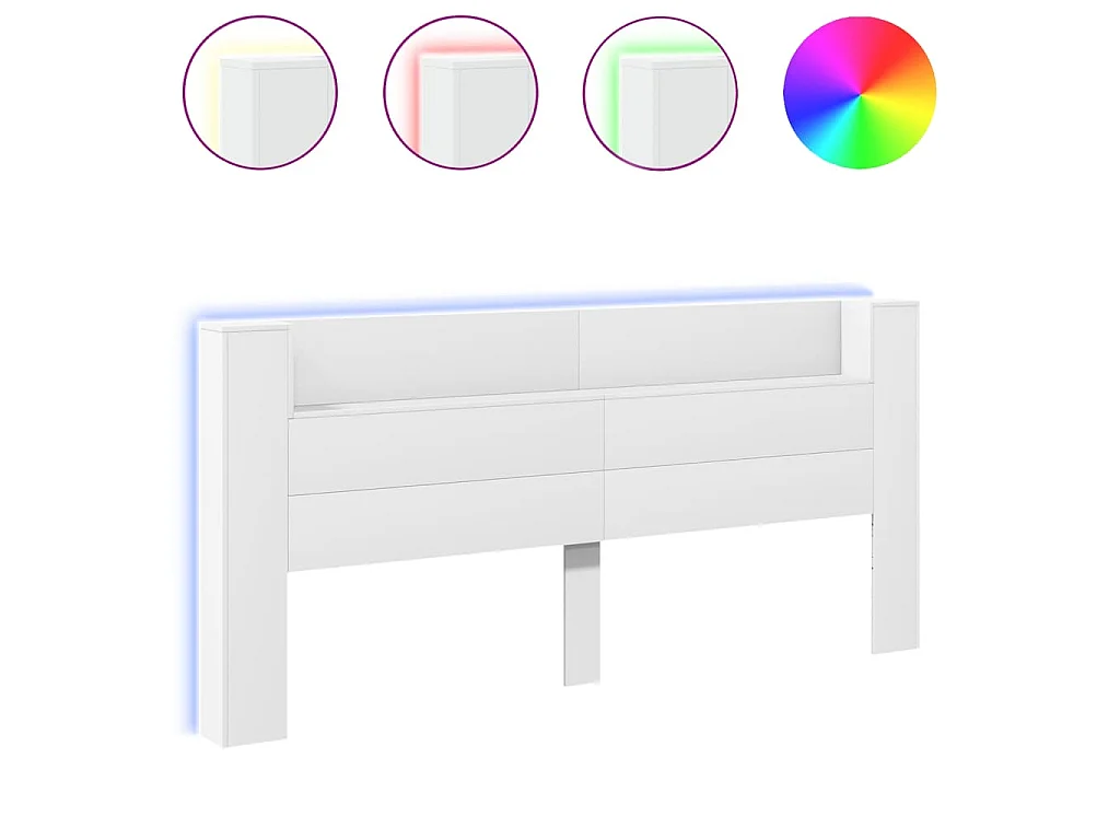 LED-Kopfteil mit Ablagen Weiß 220x16,5x103,5 cm