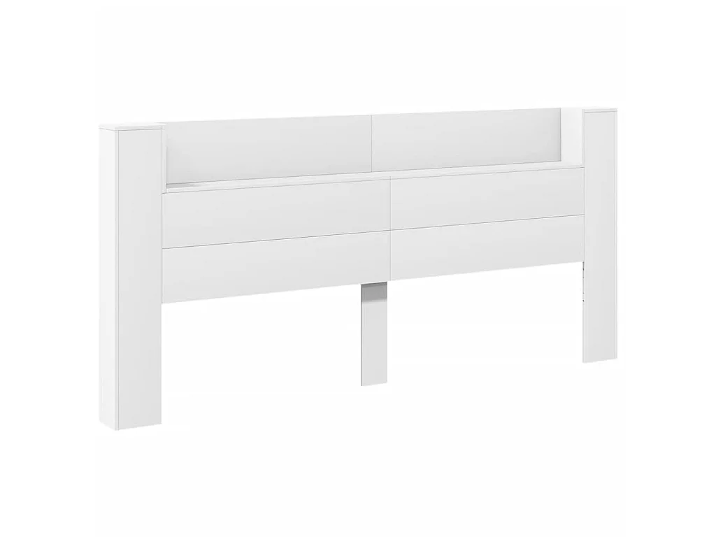 LED-Kopfteil mit Ablagen Weiß 220x16,5x103,5 cm